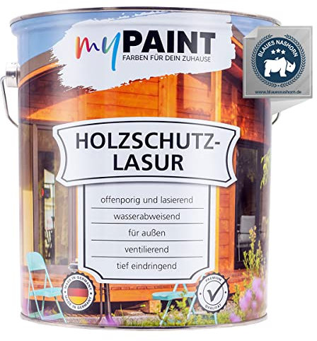 MyPaint - Barniz protector para madera exterior de 5 litros – Roble – Barniz para madera exterior resistente a la intemperie con protección UV para muebles de jardín, vallas, etc.
