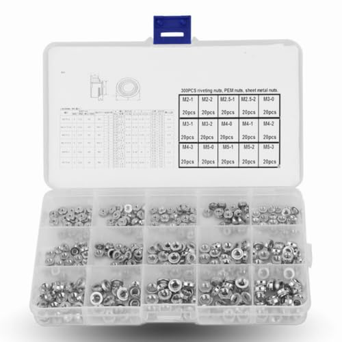 300pcs Écrous Pression Rivetage Écrous À Sertir Multifonctionnel Durable Presse Rivetage Écrou Fixations Écrous à sertir sous pression Écrous pour rivetage