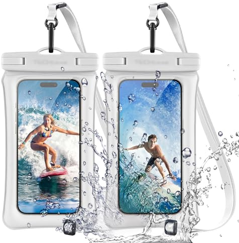 TECHGEAR Vattentät telefonpåse, [2-pack] IPX8 flytande fodral för simning, vattentät telefonväska med snodd kompatibel för iPhone 17 16e 16 15 14 13 12, Samsung S25 S24 S23 Ultra A17 A16 A26 A36 etc