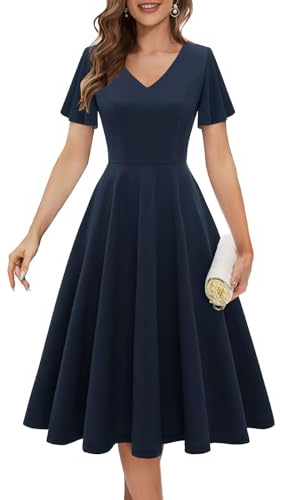 Bridesmay Womens Wedding Guest Dress Midi Prom Party Dresses Navy XL