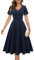Bridesmay Cocktail Dresses for Women Wedding Guest 2025 with Sleeves,Fit and Flare Dress Business Casual Work Dress Navy XL