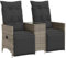 vidaXL Gartensofa, Sofa 2-Sitzer mit Tisch Verstellbare Rückenlehne Fußstütze, Lounge Sitzgruppe für Garten Terrasse, Gartenmöbel, Grau Poly Rattan