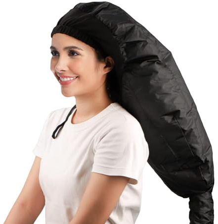 Hair Dryer Hood, Bonnet Hooded Hair Dryer Attachment, Adjustable Hooded Bonnet, Portable Hair Dryer for Natural Curly Textured Hair Care, Fast Drying, Styling Fits All Head & Hair Sizes Black