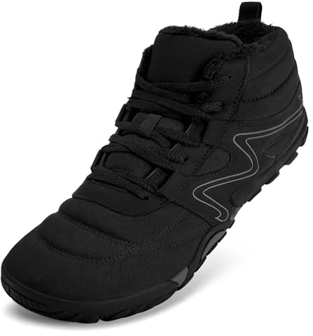 Mabove Chaussures pieds nus Hommes Femmes Largeur Chaussures de trail Chaudement Doublées Chaussures d'hiver Bottes de neige (Riche noir,38 UE)