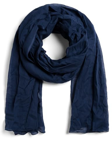 Bufanda Larga para Mujer, Turbante para Hombre - 100% Algodón - Talla 110 x 300 cm - Longitud 3 metros - Largo Pañuelo Ligero y Cómodo (azul marino)