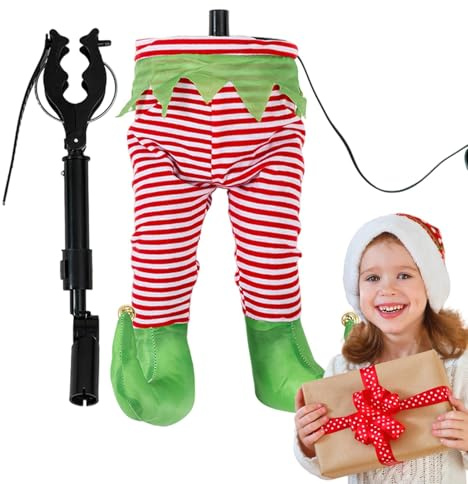 Jultomtens ben julgransdekoration | USB animerad jultomte julgransdekoration | rolig fotprydnad för julgransdekorationer i matsal