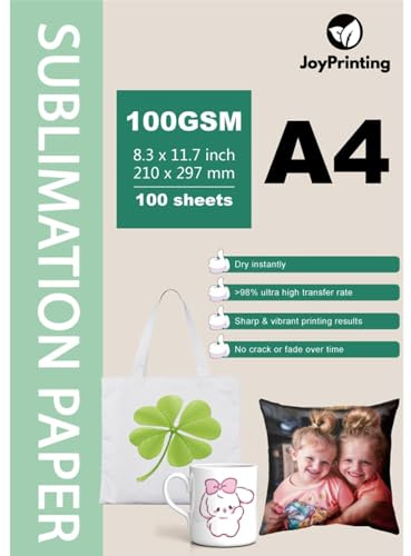 Sublimation Paper Compatible with EPSON, SAWGRASS, RICOH, Brother Sublimation Printers(A4, 210x297mm, 100 Sheets, 100gsm)
