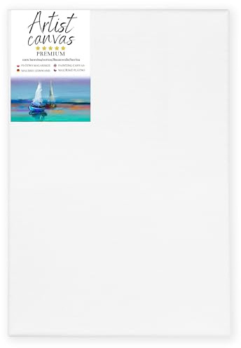 GP TONER Toile à Peindre Blanc Toiles Fournitures Artiste Peinture Différentes Tailles Lattes de Bois 60x80 cm Adaptées pour Acryliques, Huile, Aquarelle, Enfants, Débutants