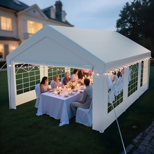 arvioo Cenador de 4 x 6, convierte tu jardín en una zona de fiesta, carpa para fiestas con 2 paredes laterales y 2 piezas a dos aguas, resistente a los rayos UV e impermeable, carpa de acero