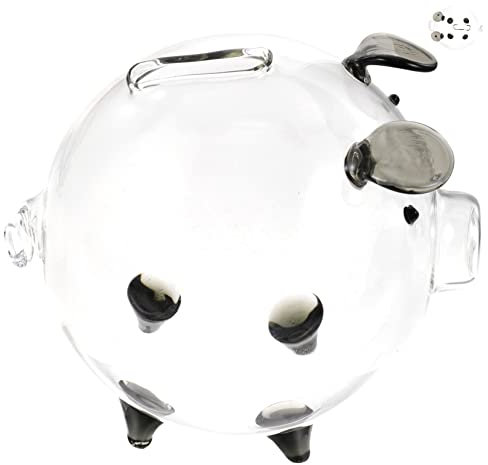 Warmhm Salvadanaio Forma Maiale in Vetro Trasparente Grazioso Salvadanaio Da Tavolo Per Ragazzo Scatola Per Monete Adorabile e Facile Da Vedere