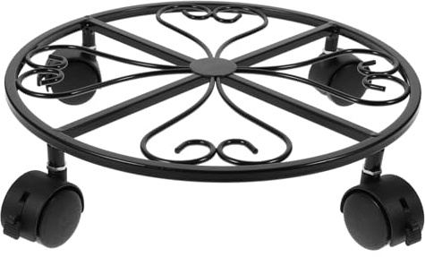 TOYZFRIENDY Soporte para Macetas con Ruedas Móviles para Interior y Exterior, Bandeja y Paleta Metálica Resistente Negro con Freno, Transportador De Jardineras Funcional y Versátil