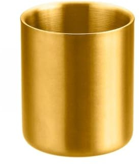 Tasse double couche en acier inoxydable 304, résistante à la chaleur, 1 verre en plastique inoxydable 304, convient pour le rangement, ralentit efficacement la perte de température (doré)