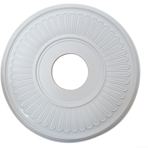 Medallón de techo de poliuretano blanco de 33 cm, placa decorativa para ventilador de techo, exquisita roseta redonda para accesorios de montaje y mejorar la decoración del hogar
