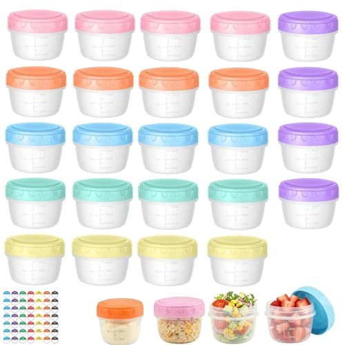 24 Pieza Recipientes Pequeños con Tapa, Botes Plastico con Tapa Para Salsa