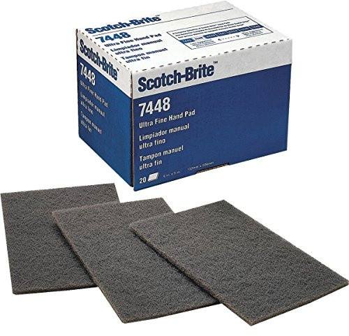 3M 5304 Scotch-Brite 7448 Hand Pad, Sulfn Grey, 155mm x 225mm, Pack of 20