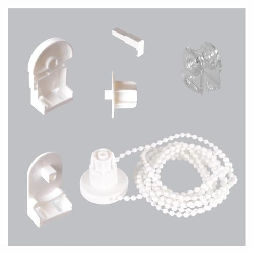 EFIXS 2er Montageset für Rollos mit 25 mm Rollowelle – Reparaturset mit 120 cm Bedienlänge (240 cm Umlauf), Kettenhalter & Endloskette | Farbe: weiß