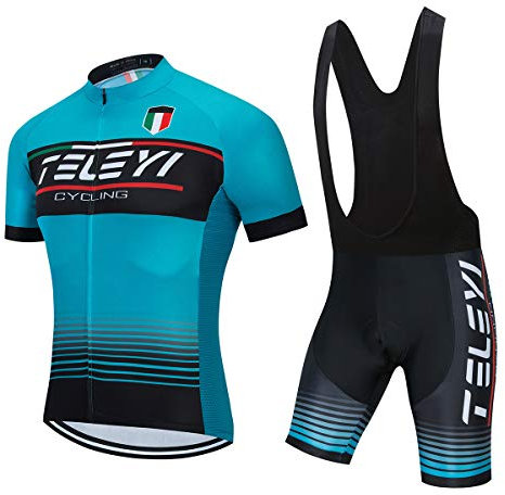 PSPORT Herren Radtrikot Set, Sommer Jungen Trägerhose Anzüge Mountainbike Radfahren Kleidung Set Radfahren Reiten Trikots Atmungsaktiv