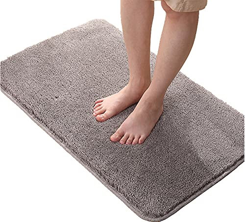 LiGG LiGG Badematte Anti Rutsch Badezimmerteppich Absorbent Badteppich Einfarbige Farbe Badvorleger Badematten Fußmatte (30 x 50 cm, Grau)