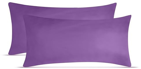 leevitex Jersey Kissenbezug 40 x 60 cm | 2er Set | 100% Baumwolle | 170 g/m² | Öko-Tex | Nackenkissenbezug | Lila/Pflaume