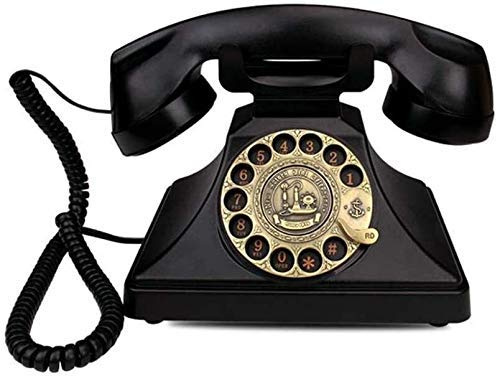 QHYXT telefon hem telefon roterande urtavla telefon/retro stil telefon/vintage telefon/klassisk skrivbordstelefon med roterande uppringare telefon för hem kök hotell dener retro telefon (svart)