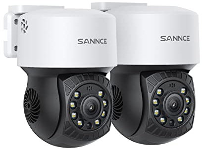 SANNCE Cámara digital con zoom PT 1080P, inclinación de 350°, cámara de seguridad domo de 90°, 2 MP, 2 unidades, visión nocturna de 30 m para sistema de vigilancia CCTV analógico, acceso remoto, IP65