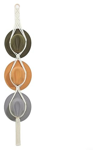 Estante de exhibición de sombreros de macramé tejido a mano, 1-3 ganchos de cuerda para colgar gorras, C