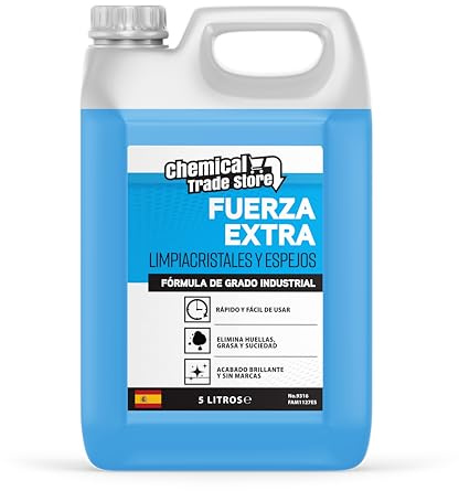Chemical Trade Store Glass & Mirror Cleaner 5L - Streak-Free, Fast-Drying Formula for Windows, Mirrors & Smooth Surfaces - No-Residue, Ideal for Home & Commercial Use