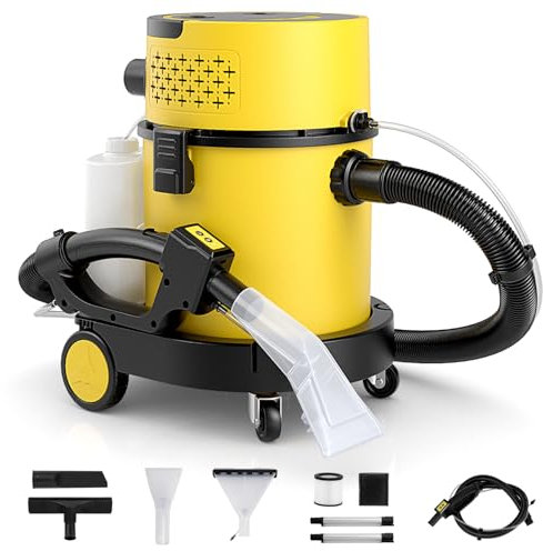 GOPLUS Nettoyeur de Tapis Sec et Humide 1200W, 17Kpa Aspirateur Tapis, Réservoir d'Eau 4L, 9 Accessoires avec Filtres HEPA et Eponge, Télécommande pour Sol, Canapé, Voiture