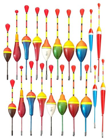 CWPFVQA Bouées De Pêche 20 Pièces, Flotteurs Rugueux pour La Pêche, Accessoires De Pêche en Plein Air, Ensembles D'Outils De Pêche, Ensembles De Matériel De Pêche, Flotteurs Crucian