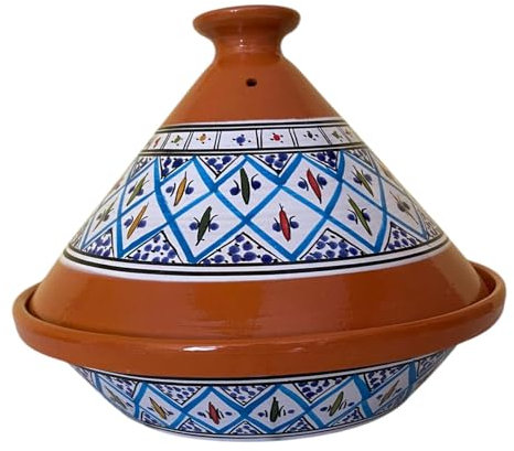 La Maison Unique: Tajine Terracotta Marocchina Tunisina Diametro 32cm Pentola a Pressione Con Coperchio Piatto Etnico Marocchino Cucina Salutare - Qualità Premium - Turchese