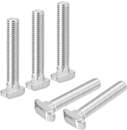 QUARKZMAN 30Pcs Pernos Ranura En T, M8 x 50mm Perno Cabeza Martillo Tornillo En T Espárrago Inserción Para Perfil Extrusión Aluminio Ranura En T Serie 4040, Acero Inoxidable 304, Plateado