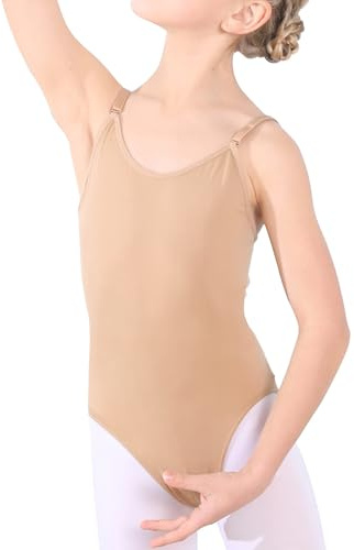 Justaucorps de gymnastique pour filles - Sans couture - Confortable - Couleur chair - Séchage rapide - Bretelles réglables - Pour enfants de 3 à 16 ans, Chair, 9-13 ans