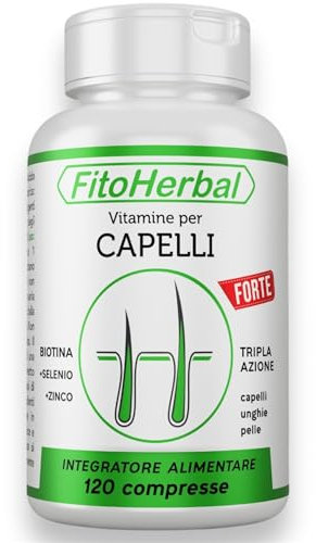 Biotina Capelli, Integratori per Capelli tripla azione per la Crescita, Migliora Aspetto Cutaneo Viso, Ridona Forza Resistenza alle Unghie. Integratore Donna e Uomo. Trattamento per 4 Mesi