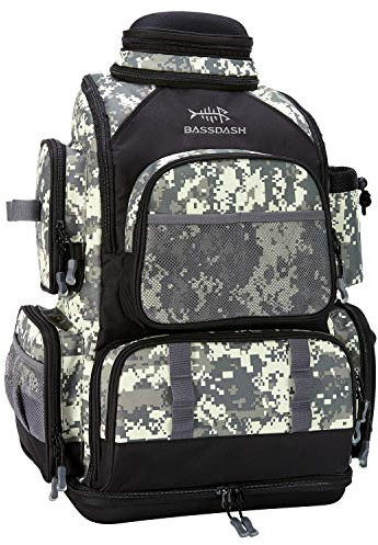 Bassdash Zaino da Pesca Borsa da Pesca Borsa Tattica Leggera e Resistente all'Acqua con portacanne e Copertura Antipioggia Protettiva
