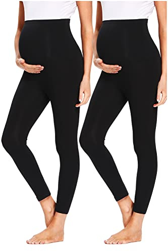 Hocaies Leggings Premaman Lunghi Leggins Premaman Pantaloni Premaman Donna Morbido Cotone Elasticizzato Vita Alta Pantacollant Premaman