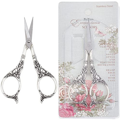 SUNNYCLUE 2-Zoll-Edelstahl-Schere Silber Nähen Stickereien Schere Kleine Präzisions-Detail-Schere Vintage-Schere Scharfer Schneider Für Stoff Papier Schneiden Handwerk Kunstwerk DIY Werkzeug