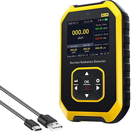 Detector de Radiación Nuclear Contador Geiger,Detector de Radioactividad,Dispositivo de Detección de Radiación X γ β-Rayos Dispositivo de Vigilancia en Tiempo Real con Luz de