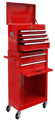SLifet 8-Drawers Rolling Tool Chest, Metal, Red, One Size