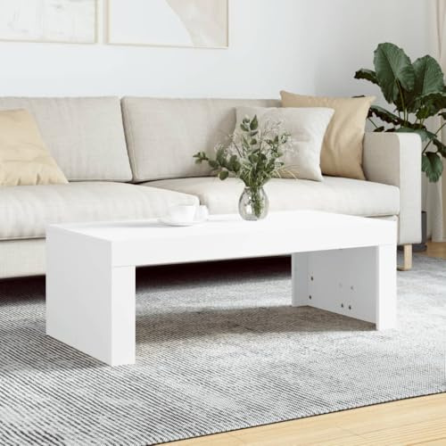 Coavain Tavolino da Caffè, Tavolino da Divano, Tavolino basso da salotto Rettangolare per Soggiorno, Balcone, Decorativo Bianco 102x50x36 cm