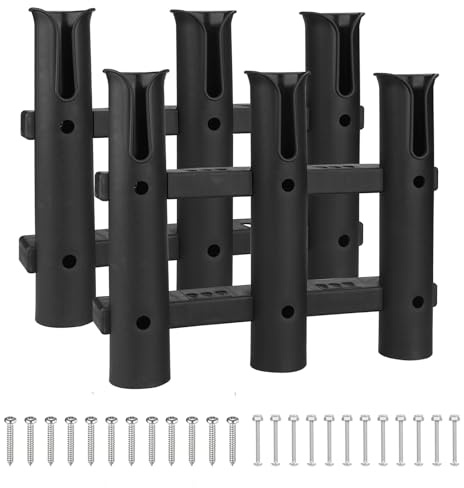 Fishing Rod Holders 6Tubes Boat Rod Holders with Screws Plastic Tube Pole Holders Bracket for Boat Kayak Garage Cooler Trailer Portable