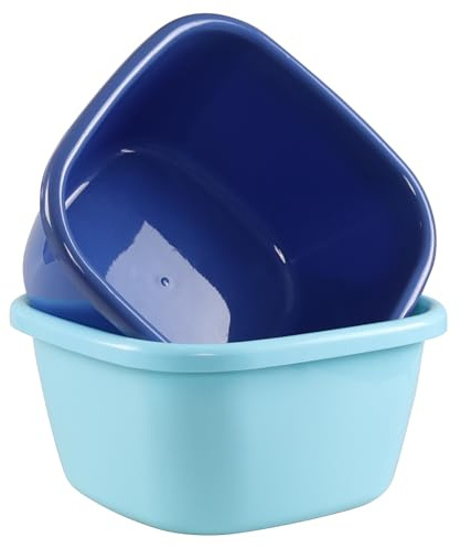 Tyminin 2 Pack 18 Quart Plastic Wash Basin, Stackable Camping Dishpan, Vegetable Fruit Dish Tub