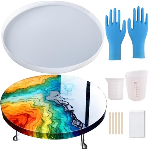 61 cm große Harz-Tischformen, extra große, runde Silikonformen für Epoxid-Tischplatte, Flusstisch, Couchtisch, Schneidebrett, DIY-Harzkunst, Heimdekoration
