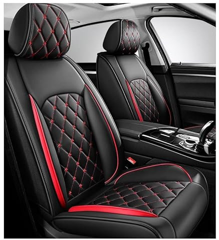 BAoce Full Set Auto Sitzbezüge für Dacia Logan MCV Estate(2010-),Echtes Leder, wasserdicht, kein Altern, kein Verblassen, langlebig und komfortabel, roter Modestil