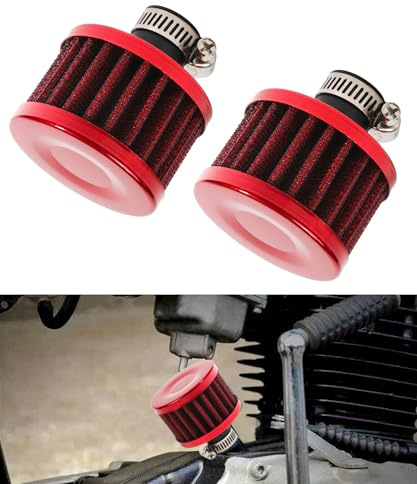 Flaconi Filtro Aria Moto,Filtro Dell'aria per Moto,Filtro di Aspirazione Dell'aria Fredda,Filtro Aria per Moto,Sostituzione Filtro Aria,Adatto per Filtri Aria di Auto, Moto e Fuoristrada(Rosso)