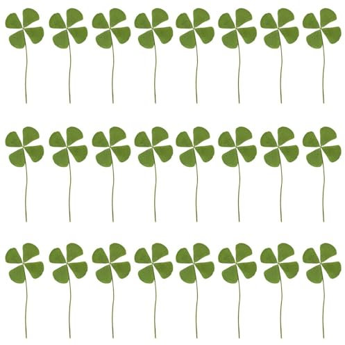 24 Pezzi Di Fiori Secchi Di Quadrifoglio, Esemplare Di Pianta Di Quadrifoglio, Portafortuna Di Quadrifoglio, Fiori Secchi Decorativi Fai Da Te