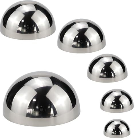 6pcs Stainless Steel Garden Mirror Globes, 304 Mirror Polished Hollow Balls, Mirror Balls, Polished Ornament Spheres, Outdoor Mirrors for Garden Decorations Thickened (51mm 63mm 76mm 90mm 100mm 150mm)