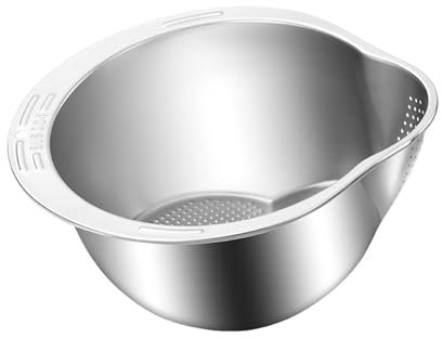 Bol De Riz Rinçage - Bassin De Lavage De Riz Au Fond Incliné, Passoire De Lavage De Riz En Acier Inoxydable | Cuisine De Draineur De Riz Inférieur Incliné, Mélange De Lavage De Riz Lavage Collanter Le