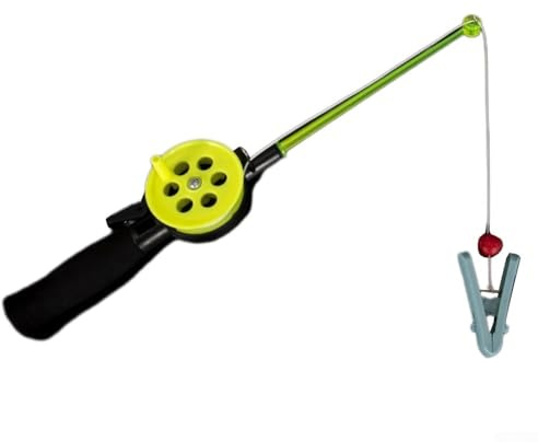 Yhenlovtt Juego de 2 cañas de pescar de plástico con langosta y cangrejo para niños con línea de nailon de 4,5 m, mini caña de pescar en hielo para capturar camarones y cangrejos 33