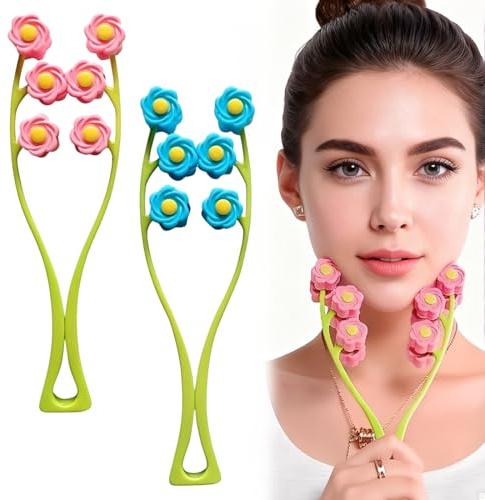 ROKZELT Rodillo Roller, 3D Masajeador Facial, Anti Arrugas & Liftinting Rodillo Facial, Masajeador facial Calma y Relaja la Piel, Regalo para el cuidado de la piel, Regalos Para Mujeres