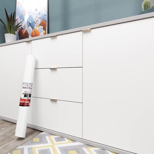 Decotalk Självhäftande tapet vit 60 x 500 cm vägg tapeter vardagsrum vit självhäftande tapet självhäftande vägg tapeter rullar för sovrum kök badrum möbelfolie självhäftande film för rumsväggar hylla